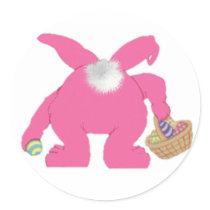 Lapin de Pâques rose - autocollant