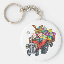 Lapin du tracteur EasterB18 Porte-clés