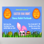 Lapin et oeufs de Pâques mignons en affiche de cha