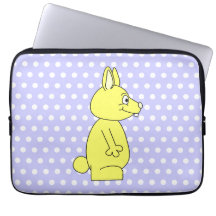 Lapin jaune sur le motif de point pourpre housse ordinateur