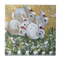 Lapin Père Noël Carreau En Céramique