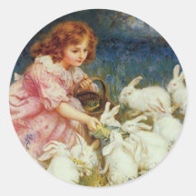 Lapins de alimentation de fille adhésifs