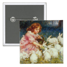 Lapins de alimentation de fille badges