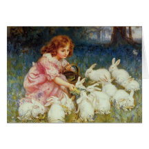 Lapins de alimentation de fille carte