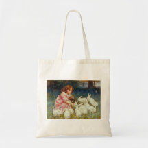 Lapins de alimentation de fille sacs en toile