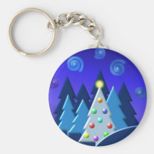 L'arbre de Noël allume la conception FONCÉE Porte-clefs