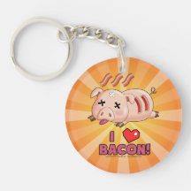 Lard personnalisé d'amour d'I avec le porc drôle Porte-clé