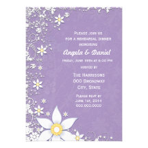Lavande et dîner floral blanc de répétition de mar cartons d'invitation