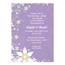 Lavande et réception de mariage florale blanche cartons d'invitation