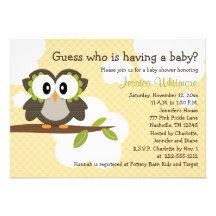 Le baby shower orienté de hibou invite le jaune d'