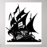Le bateau de logo de baie de pirate posters