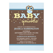 Le bébé bleu d'Owly arrosent des invitations