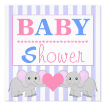 Le blanc mignon de Blue& de bébé d'éléphant jumell Faire-part