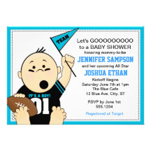 Le bleu folâtre des invitations de baby shower de 