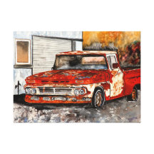 Le camion chevy rouge de Chevrolet s'est rouillé a Impressions Sur Toile