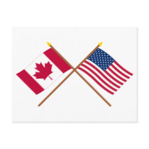 Le Canada et les drapeaux croisés par Etats-Unis Carte Postale
