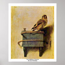 Le chardonneret., Puttertje par Carel Fabritius Affiche