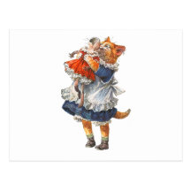 Le chat adorable de Kitty étreint sa poupée cassée Cartes Postales
