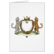 Le chat choie le manteau de bouclier des bras héra carte de vœux