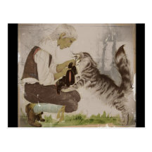 Le chat dans les bottes obtient des bottes carte postale