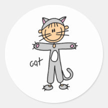 Le chat habillent des T-shirts et des cadeaux Autocollant Rond