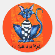 Le Chat un mode de La Adhésif Rond