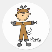 Le cheval habillent le T-shirts et les cadeaux Adhésif Rond