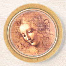 Le chiffre femelle de Léonard de Vinci dessinant   Dessous De Verre