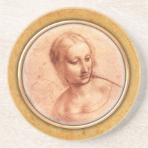 Le chiffre femelle de Léonard de Vinci dessinant   Dessous De Verre
