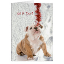 Le chiot de bouledogue l'a laissé neiger saluant # cartes de vœux