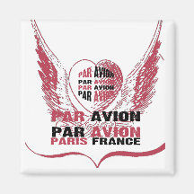 Le coeur d'Avion de pair s'envole Paris Aimant Pour Réfrigérateur