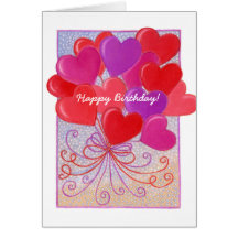 Le coeur monte en ballon la carte d'anniversaire