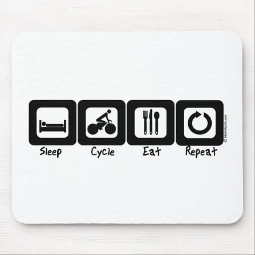 Le cycle de sommeil mangent la répétition tapis de souris