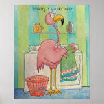 Le flamant rose lunatique fait la blanchisserie mi poster