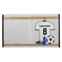 Le football blanc et noir personnalisé Jerse du fo Étui iPad Folio