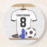 Le football blanc et noir personnalisé Jerse du fo Dessous De Verres