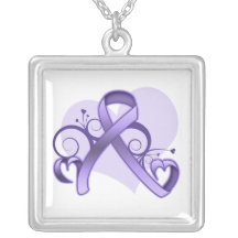Le Général Cancer Floral Heart Ribbon Pendentifs