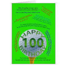 Le golf plaisante carte d'anniversaire pour 100 an