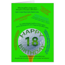 Le golf plaisante carte d'anniversaire pour 18 ans