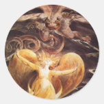 Le grand dragon rouge et la femme vêtus autocollant