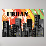 Le gris noir silhouette l'affiche urbaine de bâtim