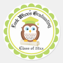Le hibou d'obtention du diplôme inGreen le casquet autocollants