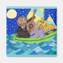 Le hibou et le minou aimant pour réfrigérateur