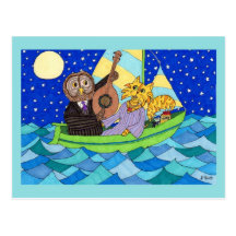 Le hibou et le minou carte postale