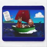 Le hibou et le minou Mousepad Tapis De Souris