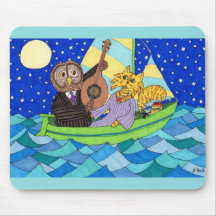 Le hibou et le minou tapis de souris