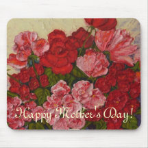 Le jour de mère de roses et de pivoines Mousepad Tapis De Souris