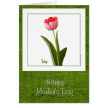 Le jour de mère heureux - une tulipe rose carte de vœux