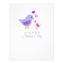 Le jour de mère mignon d'oiseaux de mère et d'enfa invitation