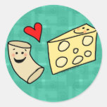 Le Mac aime le fromage, macaronis mignons drôles + Autocollant Rond
